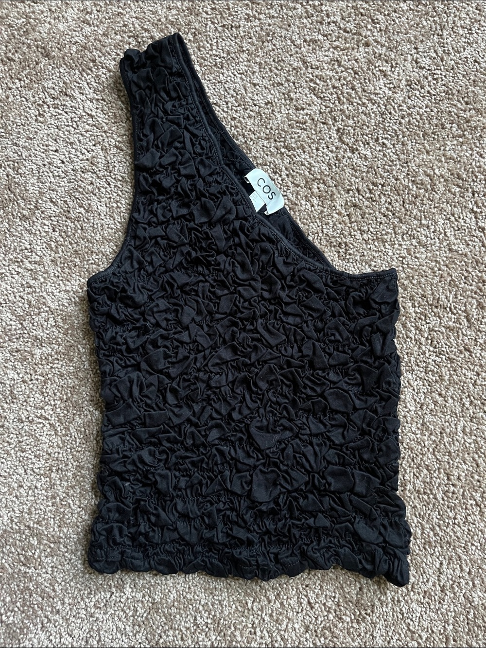 COS Black One-Shoulder Ruched Tank Top - Picture 6 of 6